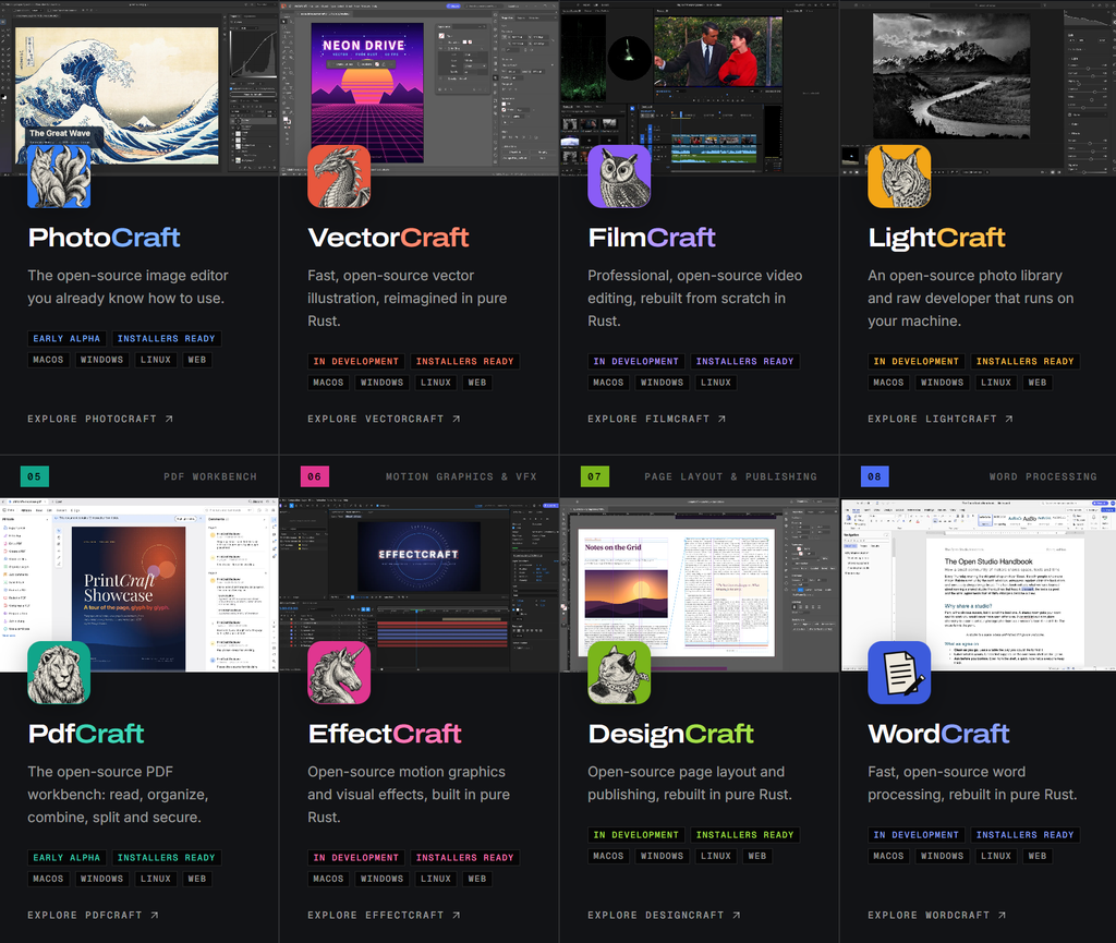 No, ArtCraft non ha "reso open-source Adobe", ma ci dà una lezione sull'open-source 28 Tutte le app di ArtCraft ispirate alla suite Adobe