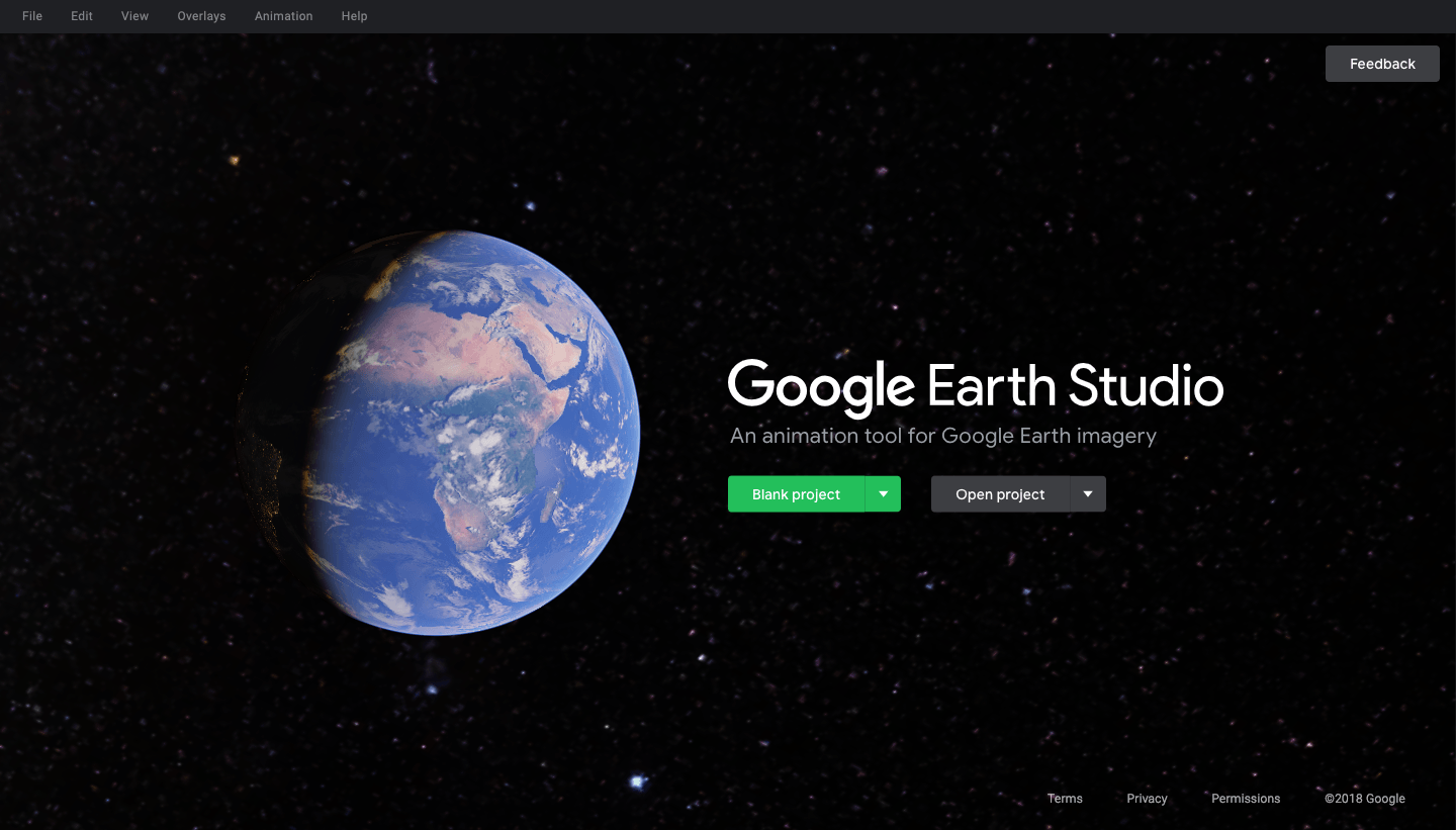 Google Earth Studio Landing Page 1