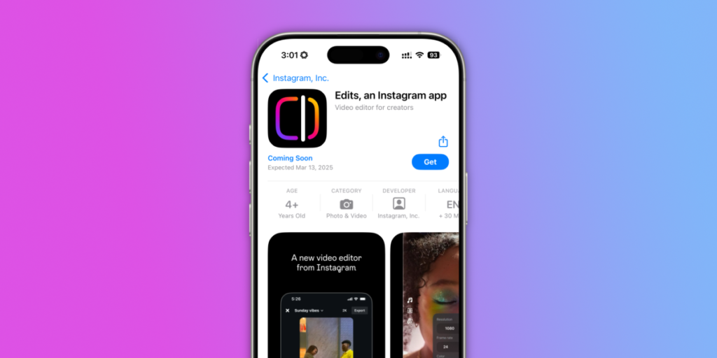 Instagram si prepara per lanciare la nuovissima app di montaggio video chiamata Edits, pronta a competere con CapCut...