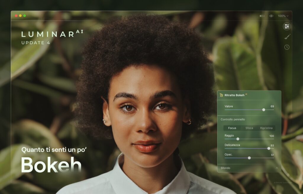 Aggiornamento Luminar AI che introduce Ai-Bokeh che gestisce lo sfoco